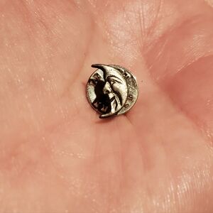 Estate Silver Crescent Moon Pin